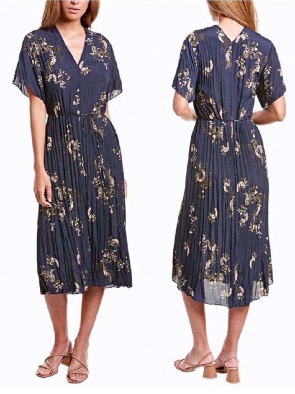 Vince blue Floral Midi Dress